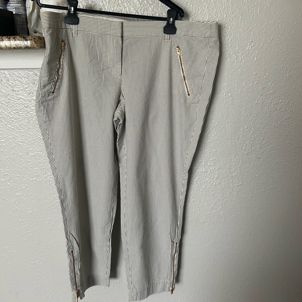 J.Crew Pants Womens Blue White City Fit Pin Stripe Cropped